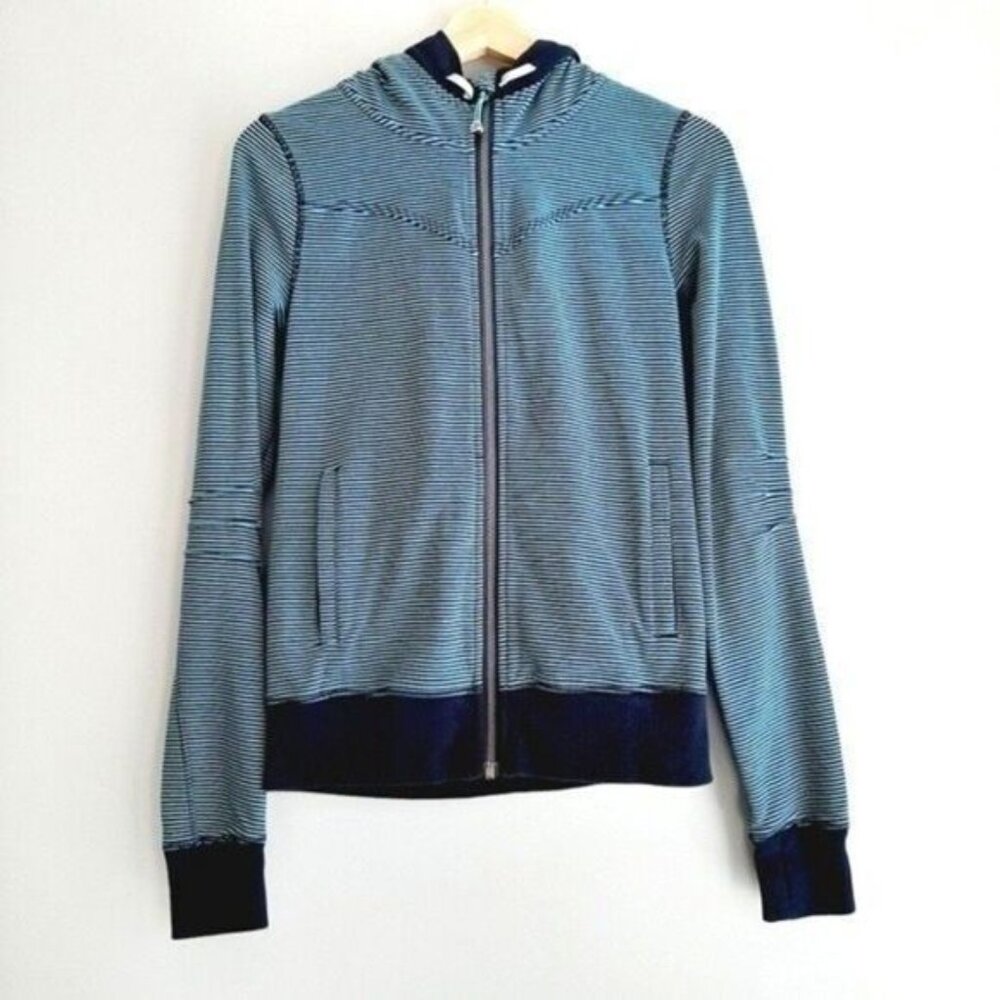 LULULEMON Bliss Break Hoodie Full-Zip Blue Stripe MED